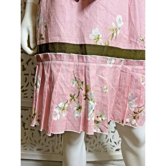 90s Y2K Women’s Preppy Pink Floral Silk Sleeveless Fit Flare Dress Size Small - Picture 7 of 12